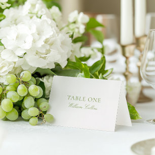 Elégant Sage Green & Beige Mariage Carte Place