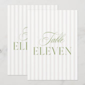 Elégant Sage Green & Beige Mariage Numéro de table (Devant / Derrière)