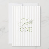 Elégant Sage Green & Beige Mariage Numéro de table (Dos)