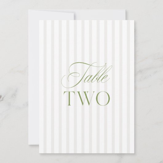 Elégant Sage Green & Beige Mariage Numéro de table (Devant)