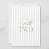 Elégant Sage Green & Beige Mariage Numéro de table (Dos)