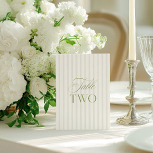 Elégant Sage Green & Beige Mariage Numéro de table