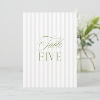 Elégant Sage Green & Beige Mariage Numéro de table