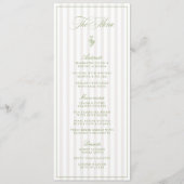 Elégant Sage Green & Beige Striped Mariage Menu (Devant)