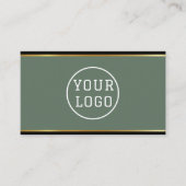 Elegant Sage Green Black Gold Professional QR Code Visitekaartje (Voorkant)