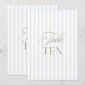 Elégant Sage Green & Blue Mariage Numéro de table (Devant / Derrière)