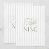 Elégant Sage Green & Blue Mariage Numéro de table (Devant / Derrière)