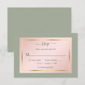 Elégant Sage Green Blush Gold Wedding Cartes RSVP (Devant / Derrière)