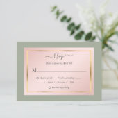 Elegant Sage Green Blush Gold Wedding RSVP Kaarten (Staand voorkant)