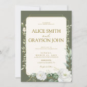 Elegant Sage Green Boho Floral Modern Wedding Kaart (Voorkant)