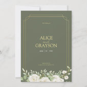 Elegant Sage Green Boho Floral Modern Wedding Kaart (Achterkant)