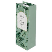 Elegant Sage Green Botanical bruiloft Wijn Cadeautas (Voorkant Gekanteld)