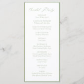 Elegant Sage Green Botanical Wedding  Programma (Achterkant)