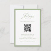 Elegant Sage Green Botanical Wedding RSVP Card (Devant)
