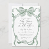 Elegant Sage Green Bow Baby shower Kaart (Voorkant)