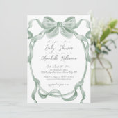 Elegant Sage Green Bow Baby shower Kaart (Staand voorkant)