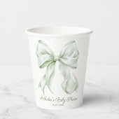 Elegant Sage Green Bow Baby shower Papieren Bekers (Voorkant)
