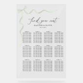 Elegant Sage Green Bow Wedding Seating Acrylic Acryl Bord (Voorkant)