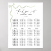 Elegant Sage Green Bow Wedding Seating Charts Poster (Voorkant)