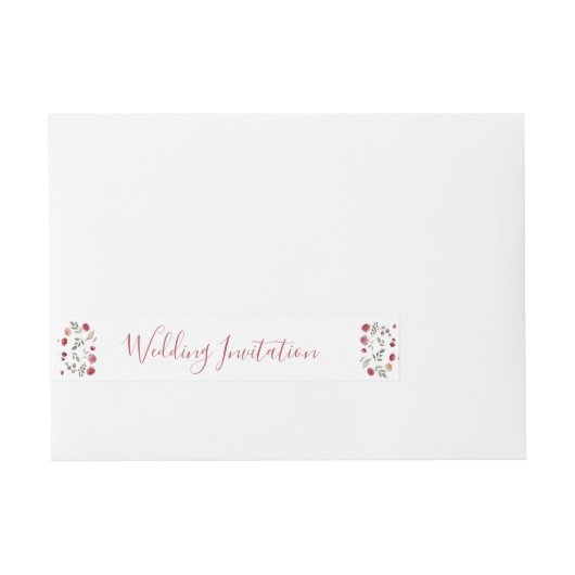 Elegant Sage Green Burgundy Rozen White Wedding Adreslabel Wikkel (Voorkant)