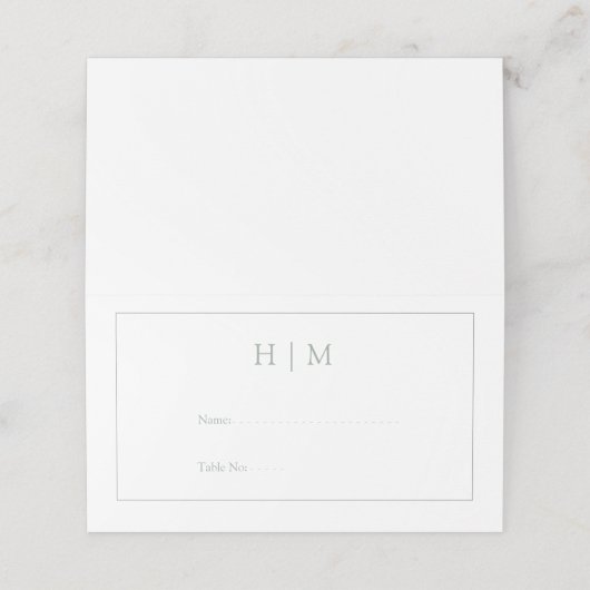 Elegant Sage Green Calligraphy Monogram Reception (Buitenkant ongevouwen)