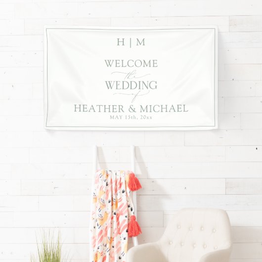 Elegant Sage Green Calligraphy Monogram Spandoek (Insitu)