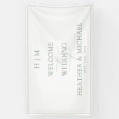 Elegant Sage Green Calligraphy Monogram Spandoek (Verticaal)