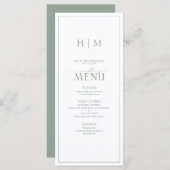 Elegant Sage Green Calligraphy Monogram Wedding Menu (Voorkant / Achterkant)