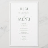 Elégant Sage Green Calligraphy Monogramme Menu (Devant)