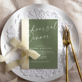 Elegant Sage Green Calligraphy Rehearsal Dinner Kaart