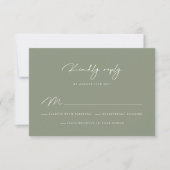 Elegant Sage Green Calligraphy RSVP Card (Voorkant)