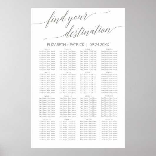 Elegant Sage Green Calligraphy Travel Sevel Plan Poster (Voorkant)