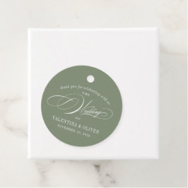 Elegant Sage Green Calligraphy Wedding Bedankjes Labels