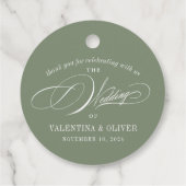 Elegant Sage Green Calligraphy Wedding Bedankjes Labels (Achterkant)