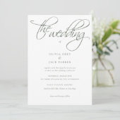 Elegant Sage Green Calligraphy Wedding Kaart (Staand voorkant)