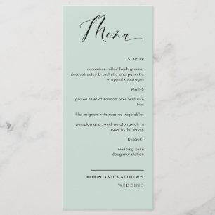 Elegant Sage Green Calligraphy Wedding / Reception Menu