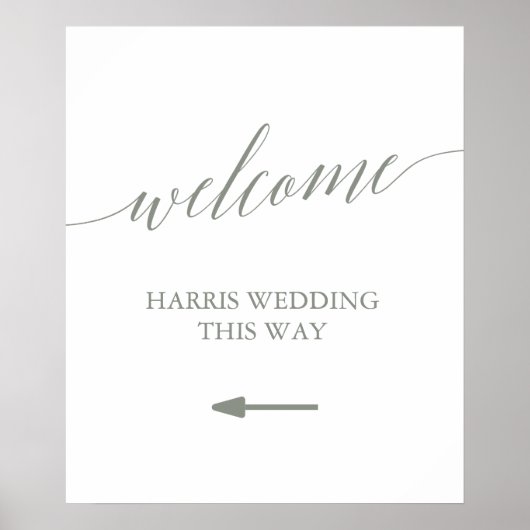 Elegant Sage Green Calligraphy Welcome Wedding Poster (Voorkant)