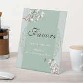 Elegant Sage Green Chinoiserie Guestbook Reclamebord Met Voetstuk (Insitu)