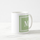 Elegant Sage Green Colored Block Lijst Monogram Koffiemok (Voorkant rechts)
