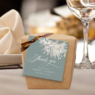 Elegant Sage Green Cream Foliage Duet Bedankjes Labels