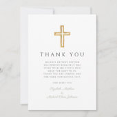 Elegant Sage Green Cross Baptism Bedankkaart (Voorkant)