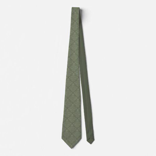 Elegant Sage Green Damask Pattern  Stropdas (Voorkant)