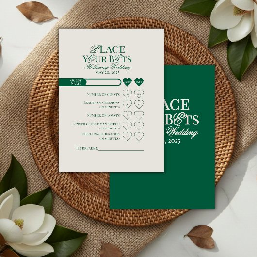 Elégant Sage Green Editable Mariage Prop Bet Card