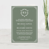 Elegant Sage Green en White Monogram Wedding (Voorkant)