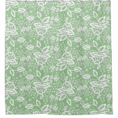 ELEGANT SAGE GREEN EN WITTE LACE SHOWER CURTATION DOUCHEGORDIJN (Voorkant)