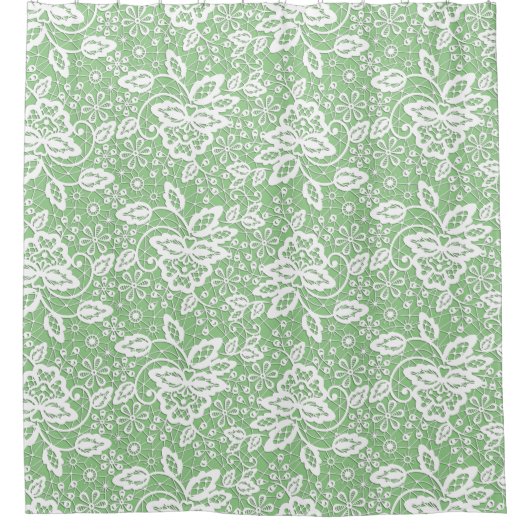 ELEGANT SAGE GREEN EN WITTE LACE SHOWER CURTATION DOUCHEGORDIJN (Voorkant)