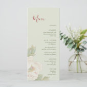Elégant Sage Green et Blush Floral Mariage Menu (Debout devant)