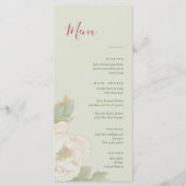Elégant Sage Green et Blush Floral Mariage Menu (Devant)