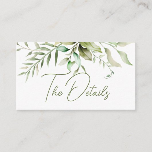 Elegant Sage Green Eucalyptus Foliage Weddenschap Informatiekaartje (Voorkant)