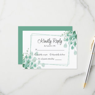 Elégant Sage Green Eucalyptus Green RSVP carte